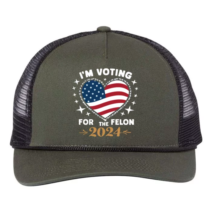 IM Voting For The Felon Trump For President 2024 Retro Rope Trucker Hat Cap