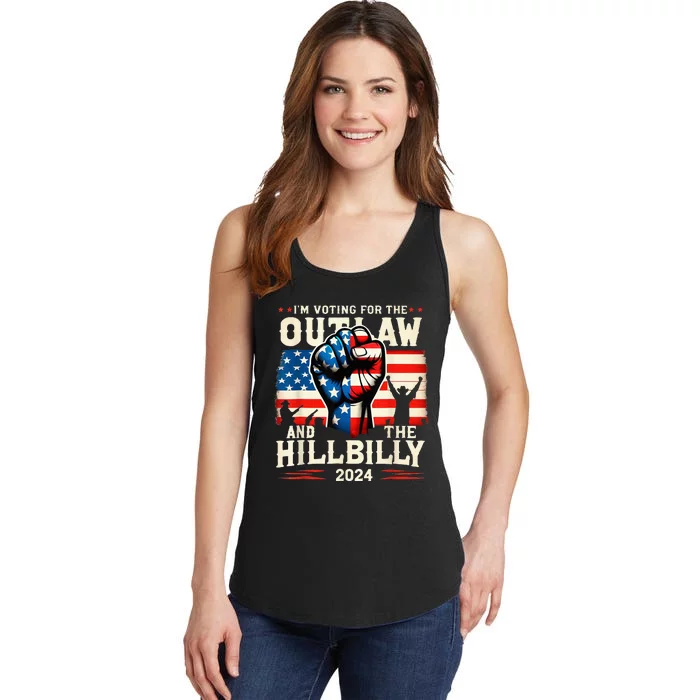 IM Voting For The Outlaw And The Hillbilly 2024 Us Flag Ladies Essential Tank