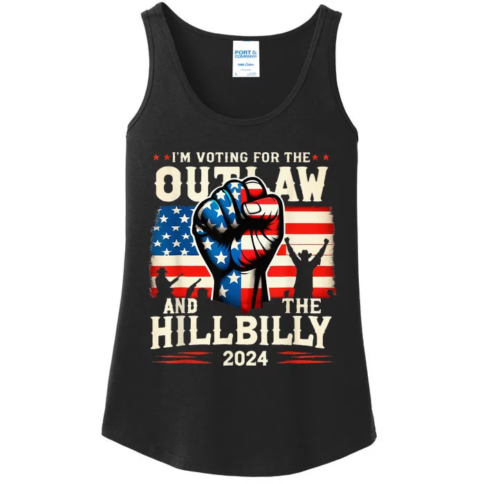 IM Voting For The Outlaw And The Hillbilly 2024 Us Flag Ladies Essential Tank