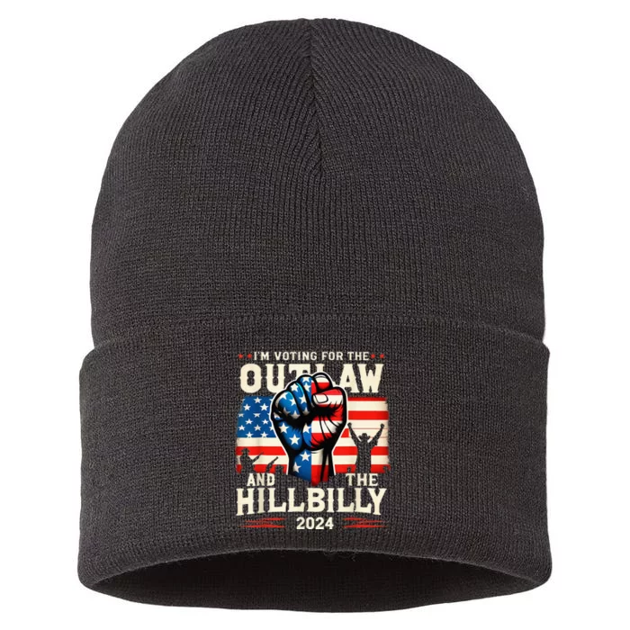 IM Voting For The Outlaw And The Hillbilly 2024 Us Flag Sustainable Knit Beanie