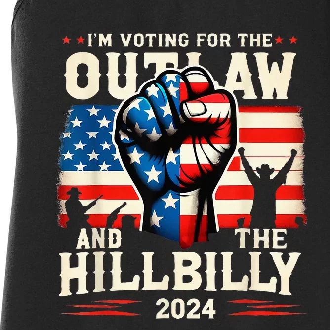 IM Voting For The Outlaw And The Hillbilly 2024 Us Flag Women's Racerback Tank