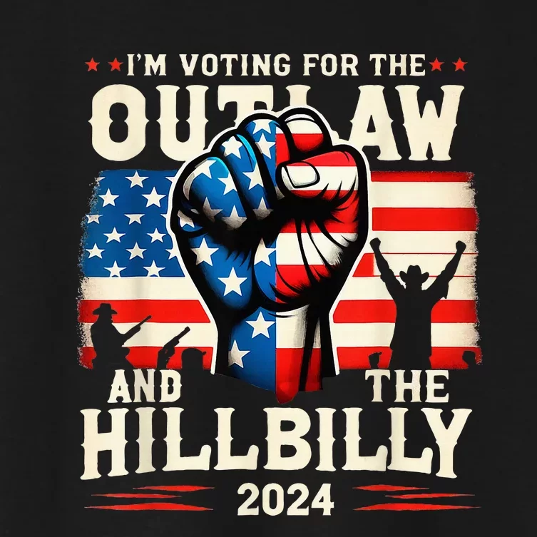 IM Voting For The Outlaw And The Hillbilly 2024 Us Flag Women's Crop Top Tee