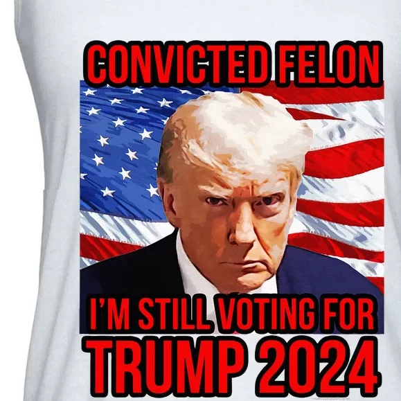 Im Voting For A Convicted Felon Trump 2024 Convict Mug Shot Ladies Essential Flowy Tank