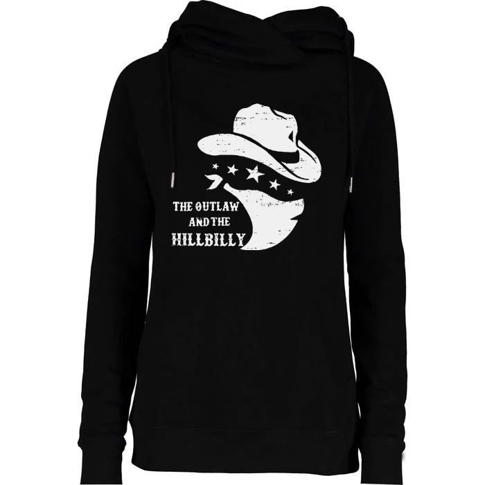 IM Voting For The Outlaw And The Hillbilly 2024 Cowboy Gift Womens Funnel Neck Pullover Hood