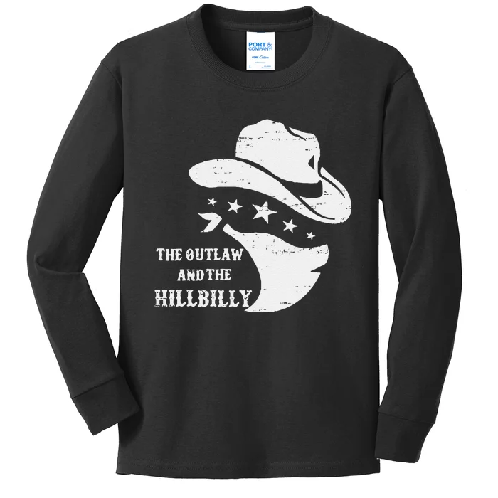 IM Voting For The Outlaw And The Hillbilly 2024 Cowboy Gift Kids Long Sleeve Shirt