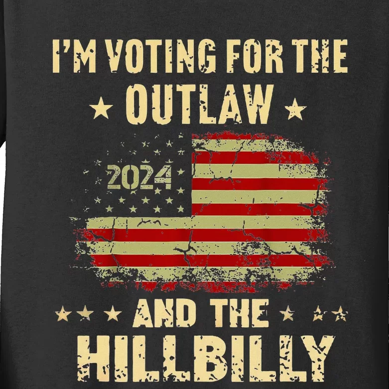 IM Voting For The Outlaw And The Hillbilly 2024 Us Flag Kids Long Sleeve Shirt