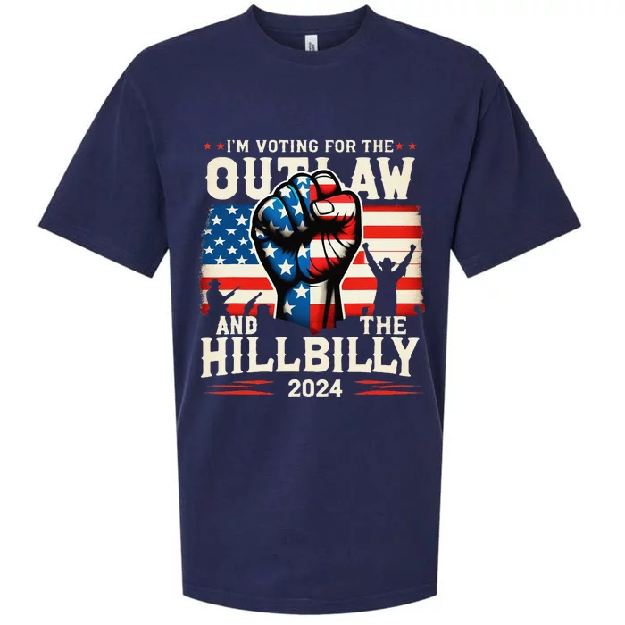 IM Voting For The Outlaw And The Hillbilly 2024 Us Flag Gift Sueded Cloud Jersey T-Shirt