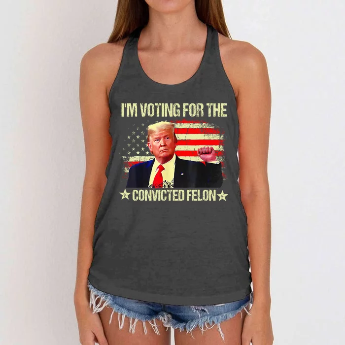 IM Voting For The Convicted Felon Women's Knotted Racerback Tank