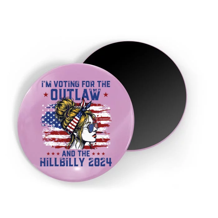 Im Voting For The Outlaw And The Hillbilly 2024 Us Flag Magnet