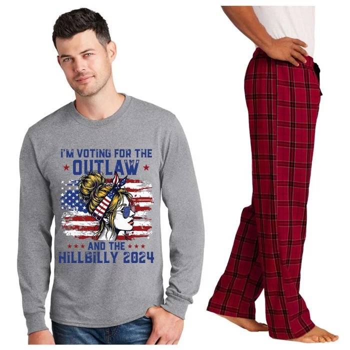 Im Voting For The Outlaw And The Hillbilly 2024 Us Flag Long Sleeve Pajama Set