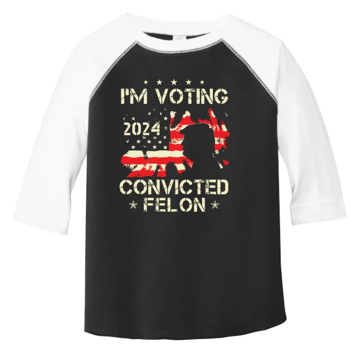 Im Voting For A Felon In 2024 Us Flag Convicted Felon Toddler Fine Jersey T-Shirt