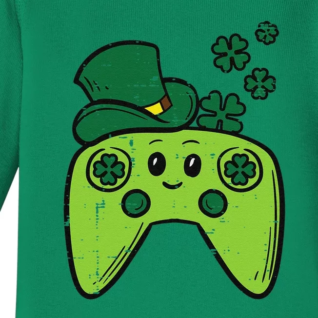 Irish Video Game Controller St Patrick Day Gamer Baby Long Sleeve Bodysuit