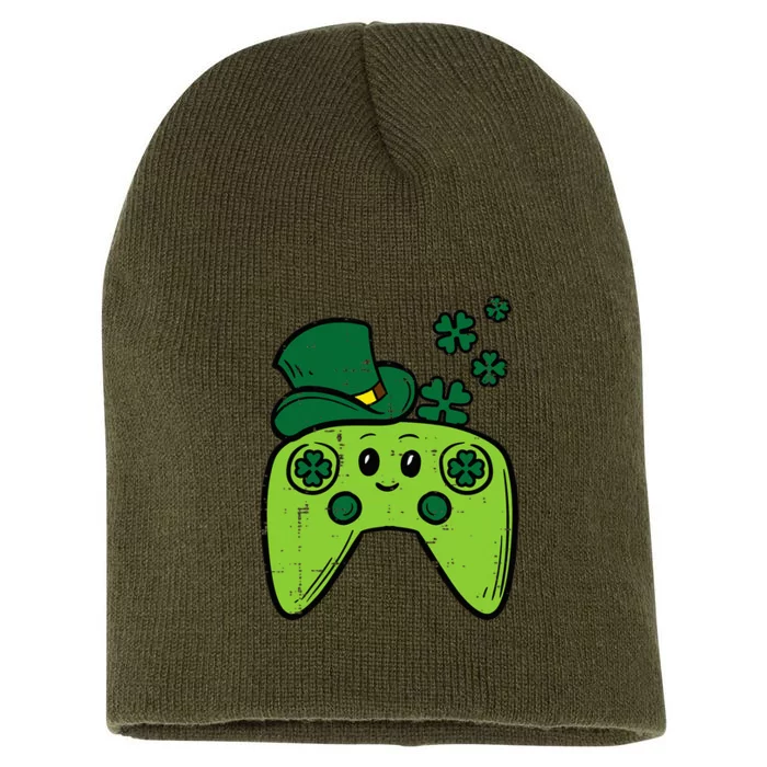 Irish Video Game Controller St Patrick Day Gamer Short Acrylic Beanie