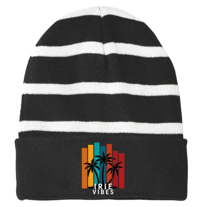 Irie Vibes Island Tropical Outfit Striped Beanie with Solid Band