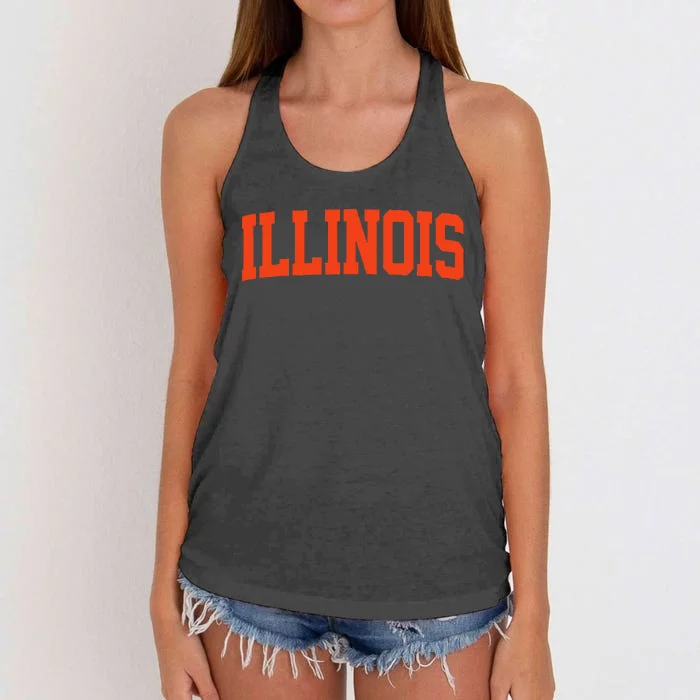 Illinois Vintage Illinois Orange Blue Throwback Il Women's Knotted Racerback Tank