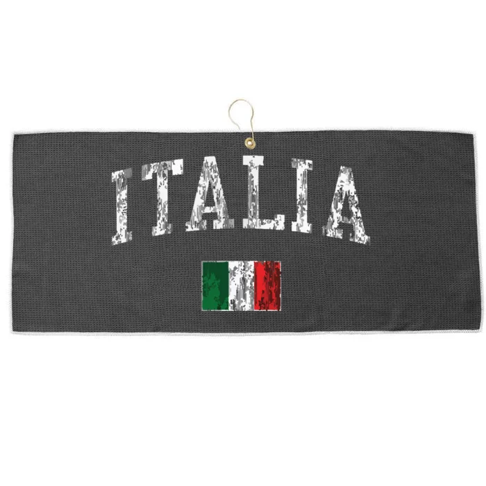 Italy Vintage Italia Sports Design Italian Flag Tee Large Microfiber Waffle Golf Towel