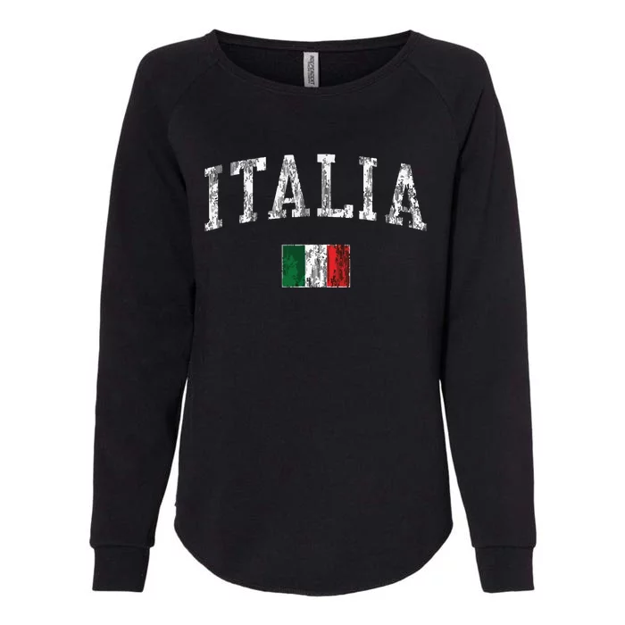 Italy Vintage Italia Sports Design Italian Flag Tee Womens California Wash Sweatshirt