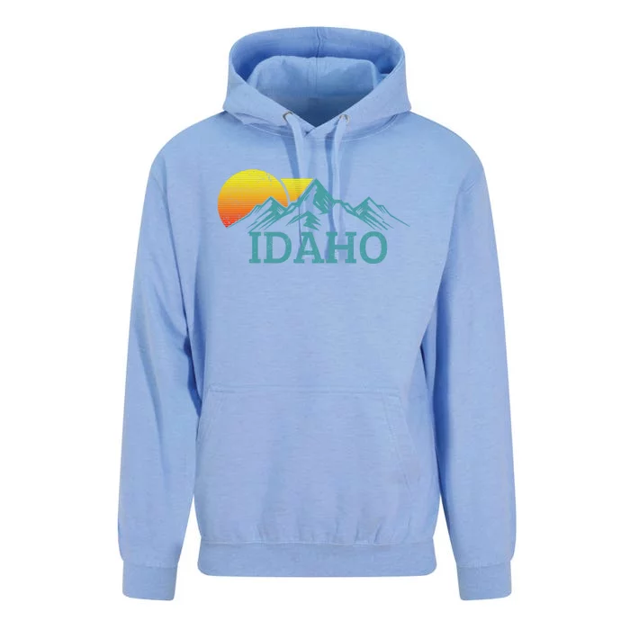 Idaho Vintage Mountains Sunset Hiking Nature Souvenir Gift Unisex Surf Hoodie