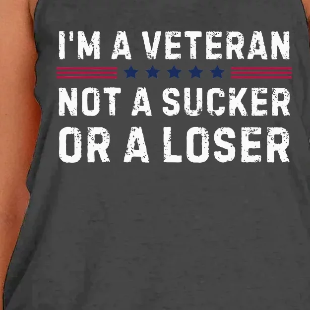 IM Veteran Not A Sucker Or A Loser Women's Knotted Racerback Tank