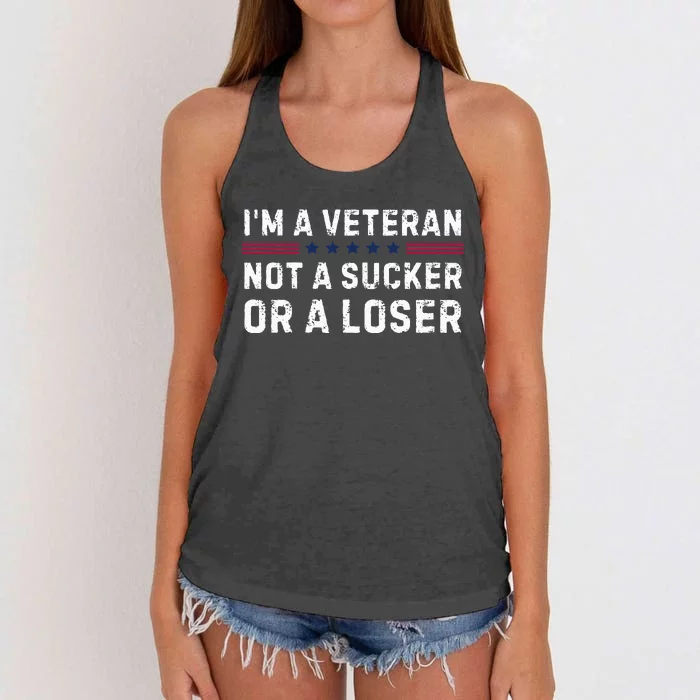 IM Veteran Not A Sucker Or A Loser Women's Knotted Racerback Tank