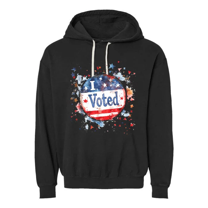 I Voted Nov 2024 Usa Elections Pro Democracy Garment-Dyed Fleece Hoodie