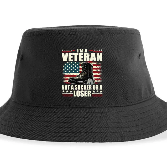 IM Veteran Not A Sucker Or A Loser Us Veteran Day Sustainable Bucket Hat