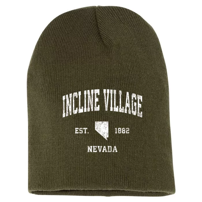 Incline Village Nevada Nv Vintage Athletic Short Acrylic Beanie