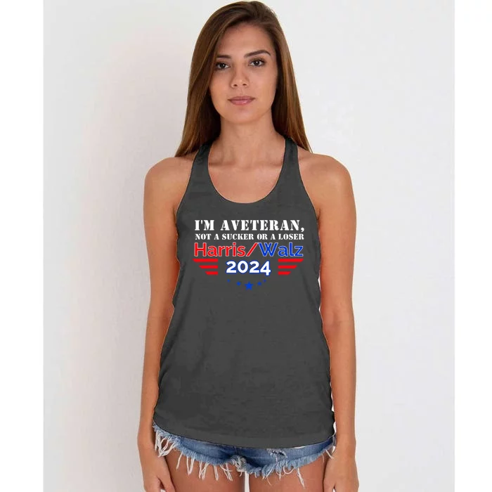 Im Veteran Not A Sucker Or A Loser Harris Walz 2024 Women's Knotted Racerback Tank