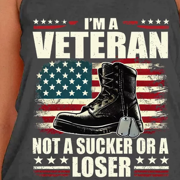 IM Veteran Not A Sucker Or A Loser Us Veteran Day Women's Knotted Racerback Tank