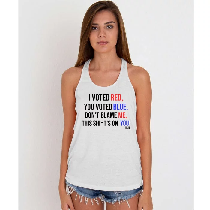 I Voted Red, You Voted Blue Women's Knotted Racerback Tank