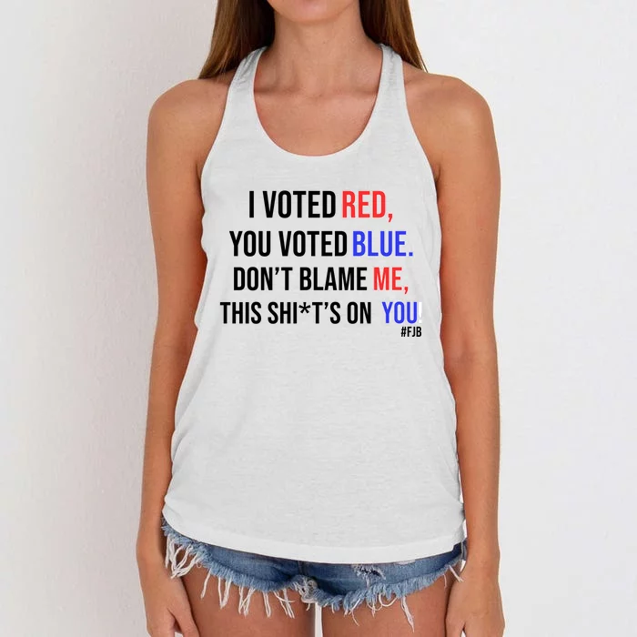 I Voted Red, You Voted Blue Women's Knotted Racerback Tank