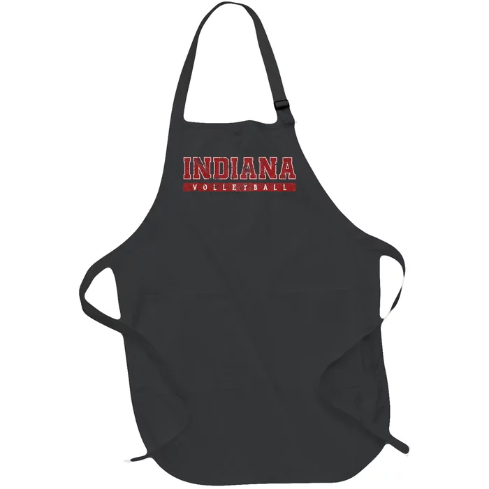 Indiana Volleyball Red Vintage Text Full-Length Apron With Pocket