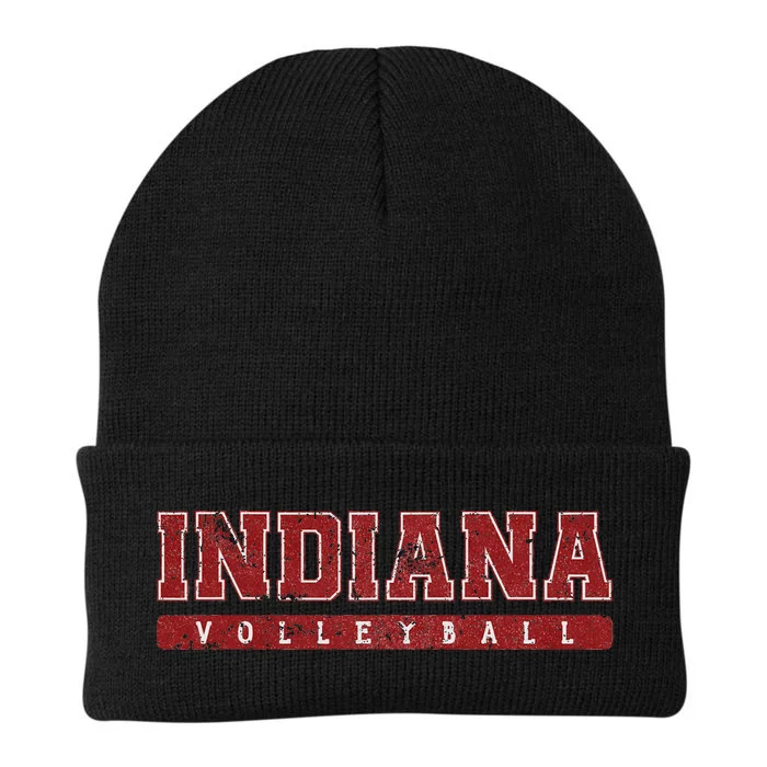 Indiana Volleyball Red Vintage Text Knit Cap Winter Beanie