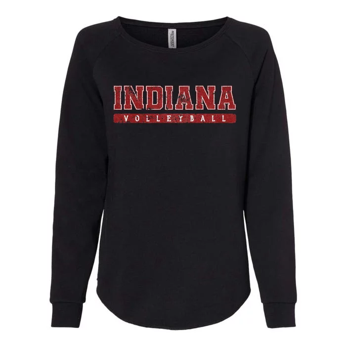 Indiana Volleyball Red Vintage Text Womens California Wash Sweatshirt