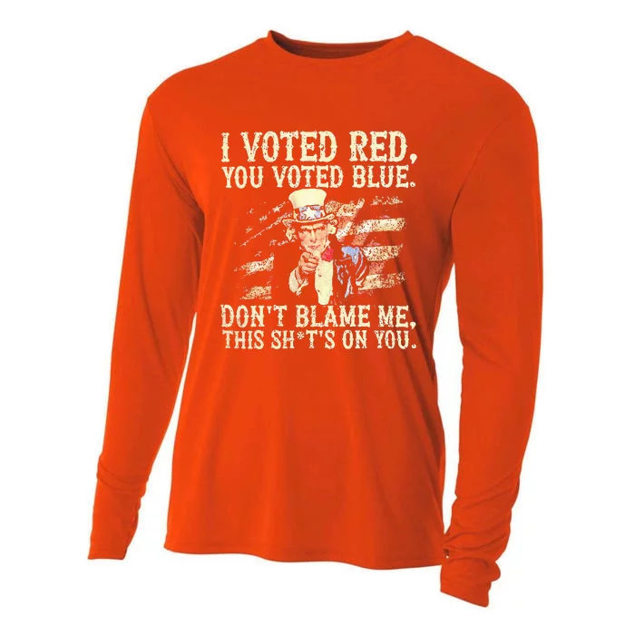 I Voted Red You Voted Blue DonT Blame Me Cooling Performance Long Sleeve Crew