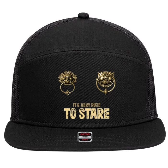 ItS Very Rude To Stare Labyrinth Door Knocker 7 Panel Mesh Trucker Snapback Hat