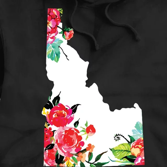 Idaho Vintage Rose State Map Pride Patriotic Floral Idaho Tie Dye Hoodie