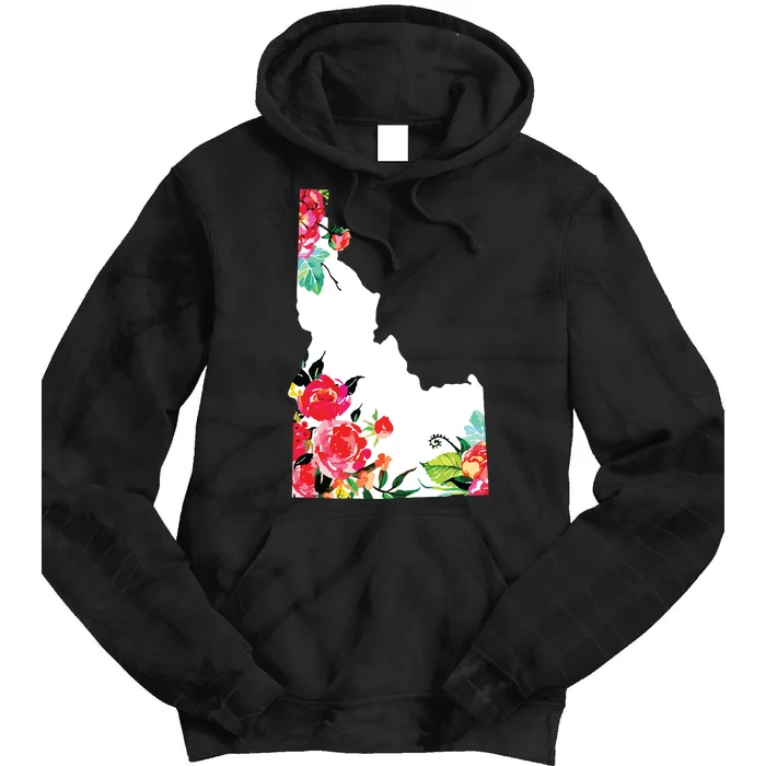 Idaho Vintage Rose State Map Pride Patriotic Floral Idaho Tie Dye Hoodie