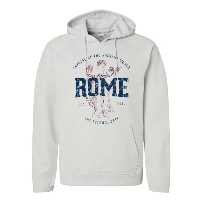 Italy Vacation Souvenir Vintage Rome Performance Fleece Hoodie