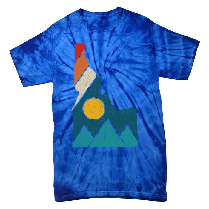 Idaho Vintage State Map Mountains Hiker Camping Pride Gift Funny Gift Tie-Dye T-Shirt