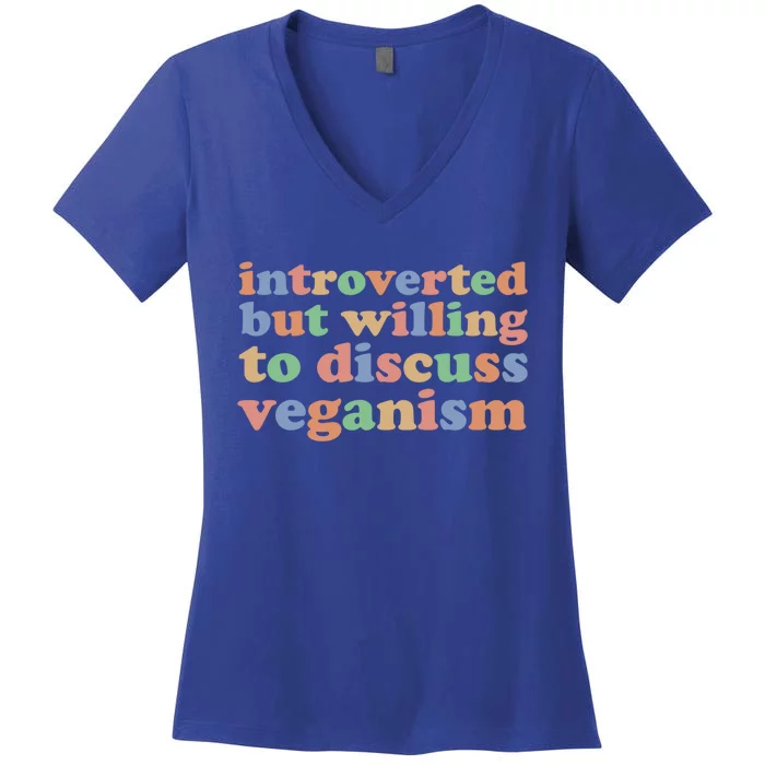 Introverted Vegan Shy Vegan Funny S Veganism Gift Women's V-Neck T-Shirt