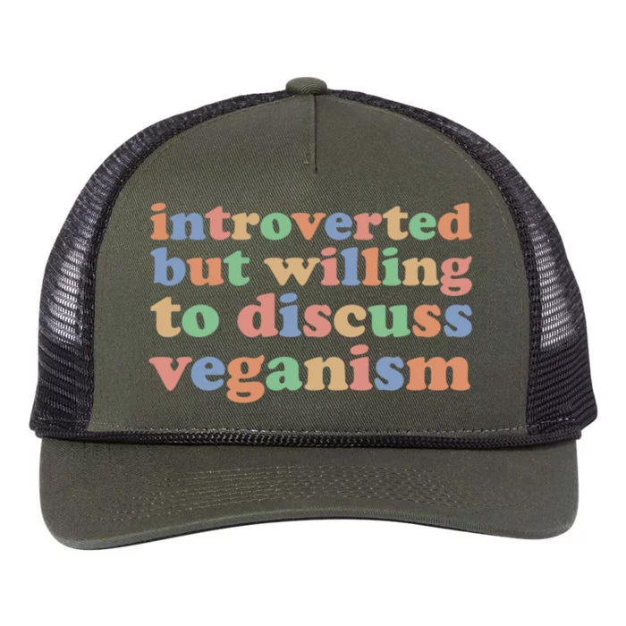 Introverted Vegan Shy Vegan Funny S Veganism Gift Retro Rope Trucker Hat Cap