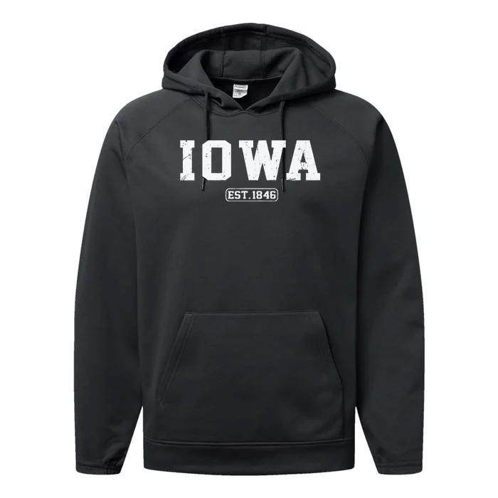 Iowa Vintage State Athletic Style Performance Fleece Hoodie