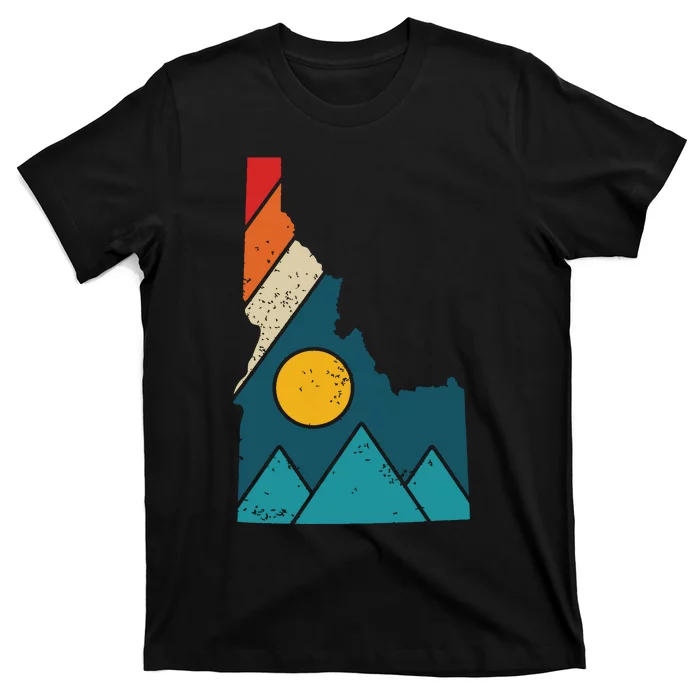 Idaho Vintage State Map Mountains Hiker Camping Pride Gift T-Shirt