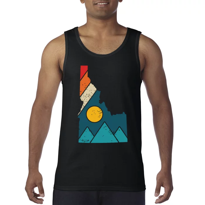 Idaho Vintage State Map Mountains Hiker Camping Pride Gift Tank Top