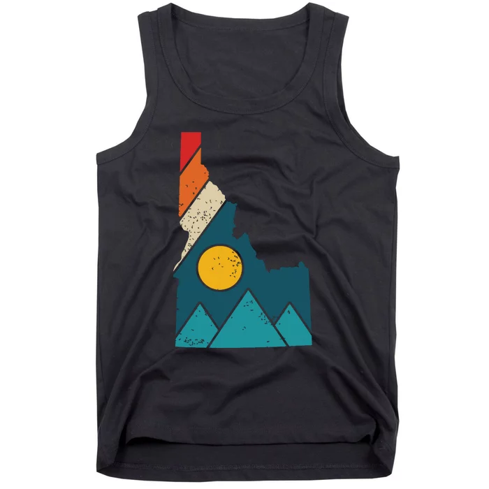 Idaho Vintage State Map Mountains Hiker Camping Pride Gift Tank Top