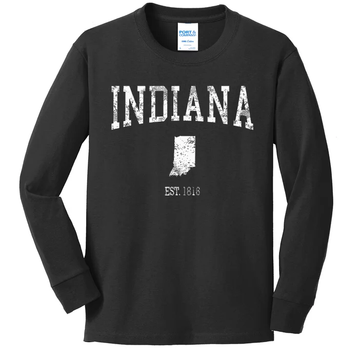 Indiana Vintage Sports Design Id Kids Long Sleeve Shirt