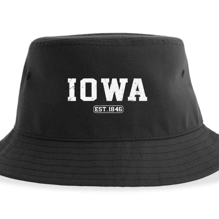 Iowa Vintage State Athletic Style Sustainable Bucket Hat