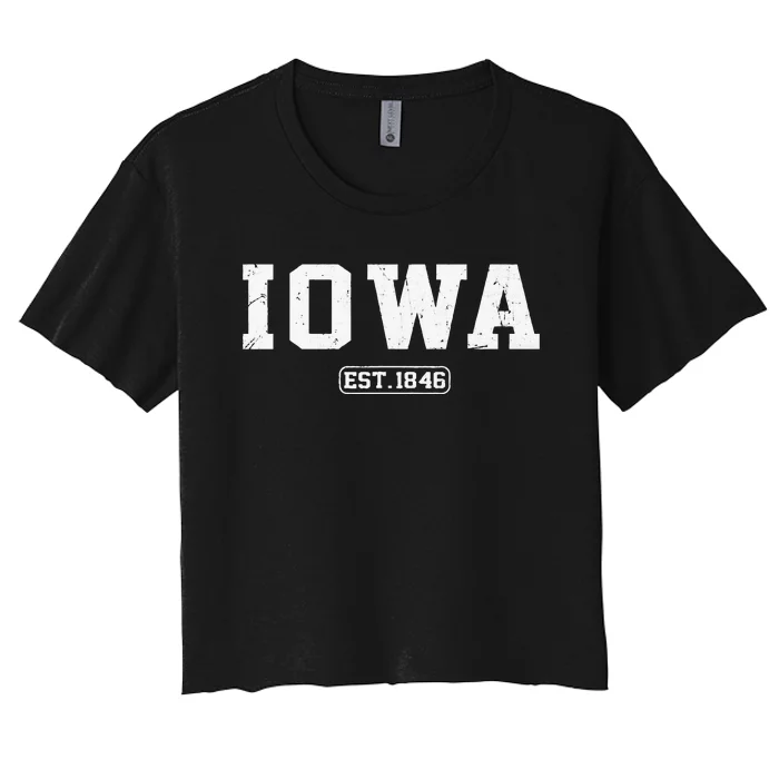 Iowa Vintage State Athletic Style Women's Crop Top Tee