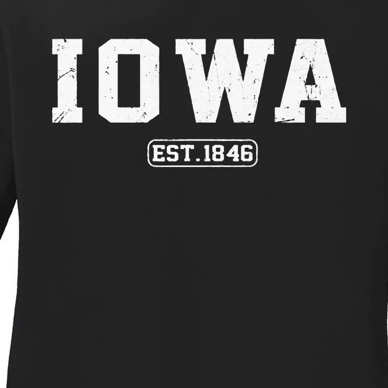 Iowa Vintage State Athletic Style Ladies Long Sleeve Shirt